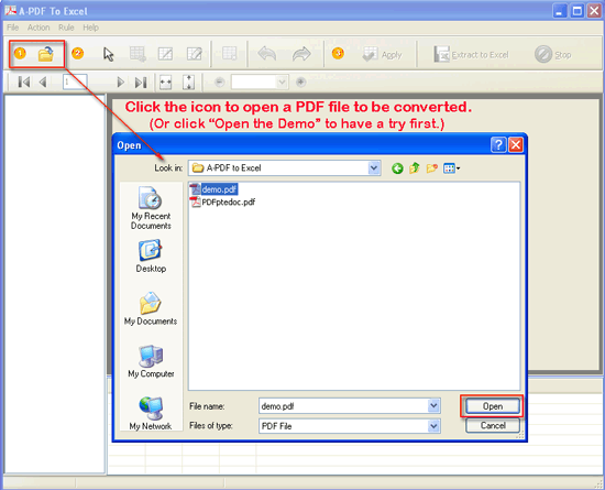 a-pdf to excel open